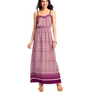 Ann Taylor Loft Purple Geometrical Strap Maxi Dress Size XS